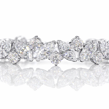 10.08 Cts 14K WHITE GOLD Marquise Shape Tennis Bracelet