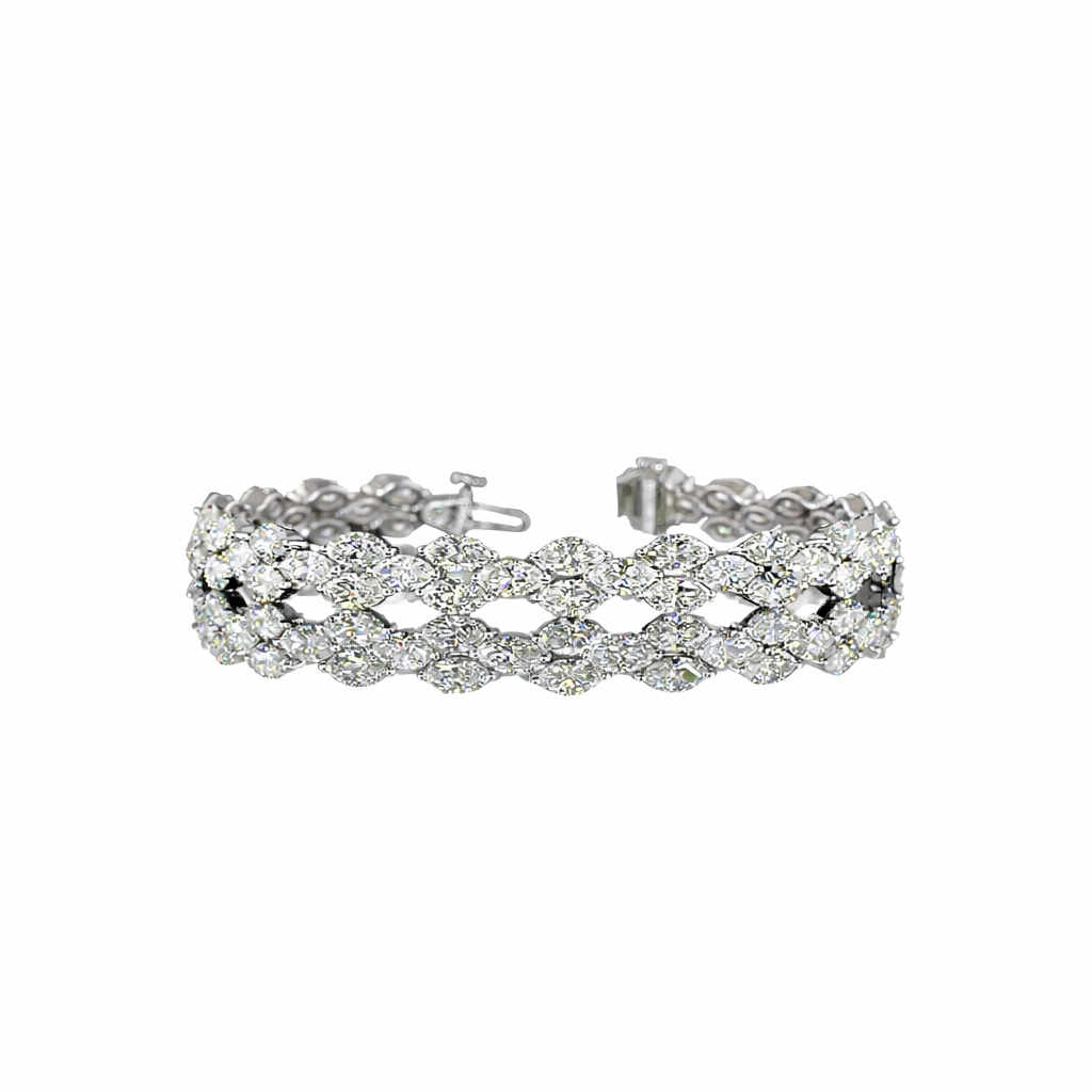 11.45 cts 14k white gold marquise shape tennis bracelet