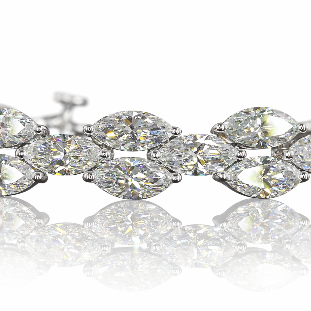 11.45 cts 14k white gold marquise shape tennis bracelet