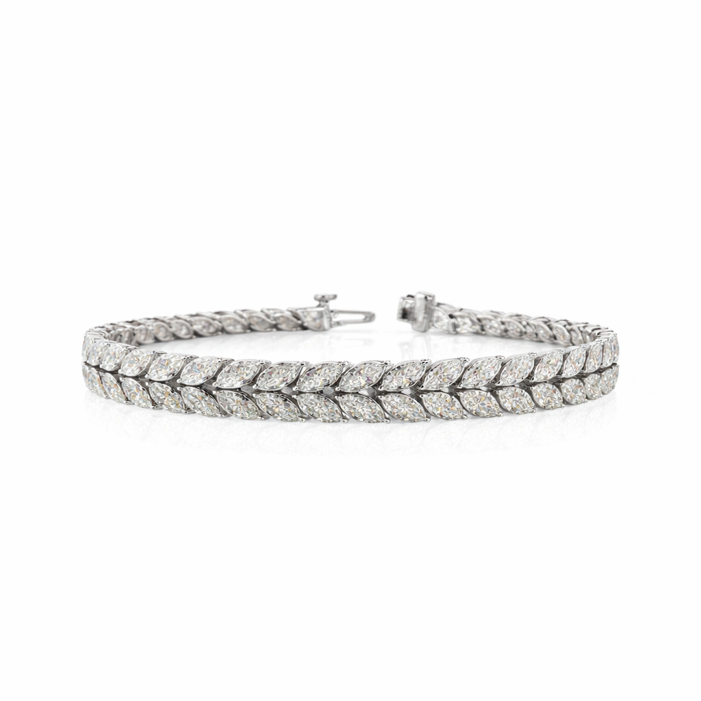 7.28 cts 14k white gold marquise shape tennis bracelet