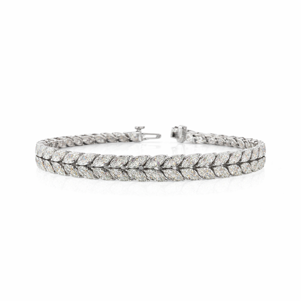 7.28 Cts 14K WHITE GOLD Marquise Shape Tennis Bracelet