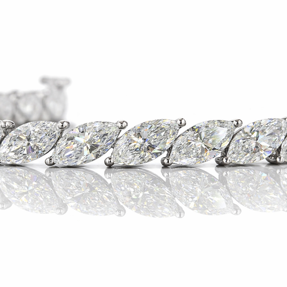 7.28 Cts 14K WHITE GOLD Marquise Shape Tennis Bracelet