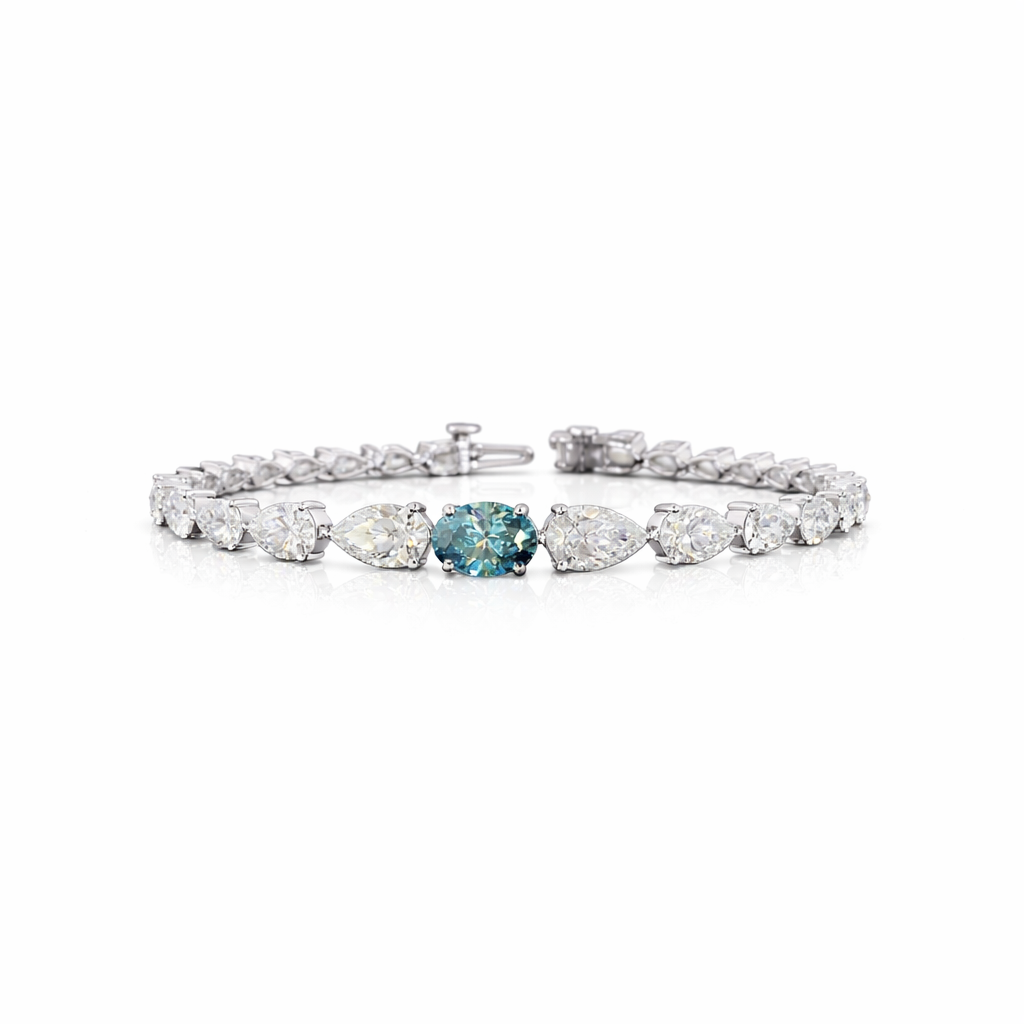 8.35 cts 14k white gold oval shape tennis bracelet