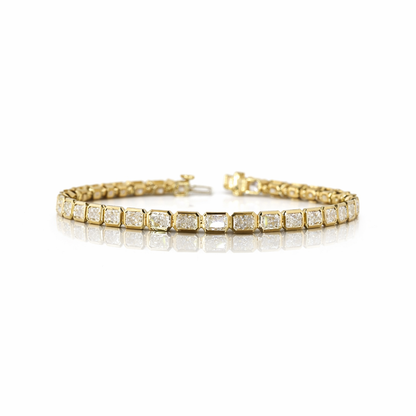 7.11 Cts 14K YELLOW GOLD Radiant Shape Tennis Bracelet