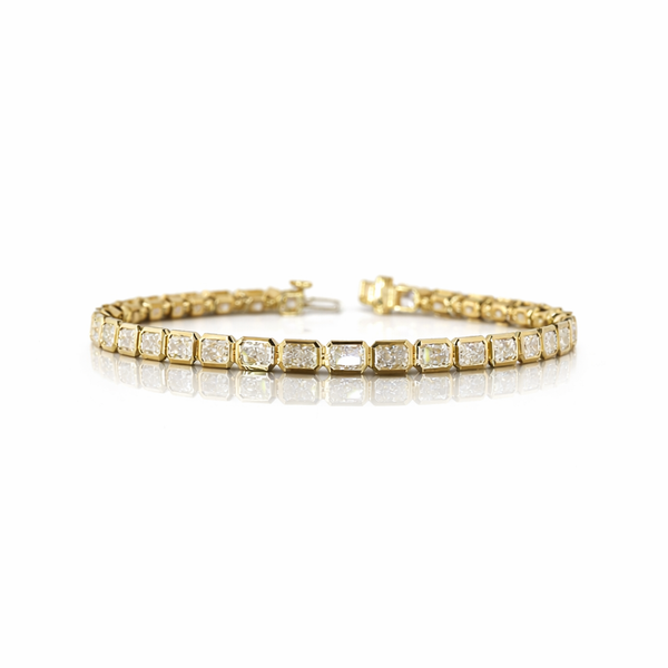 7.11 Cts 14K YELLOW GOLD Radiant Shape Tennis Bracelet