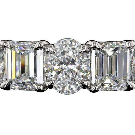 5.23 Cts PLATINUM Emerald Shape Eternity Band Eternity Band