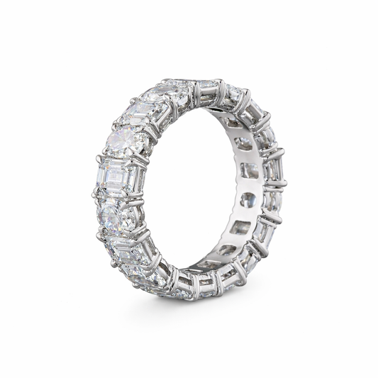 5.23 Cts PLATINUM Emerald Shape Eternity Band Eternity Band