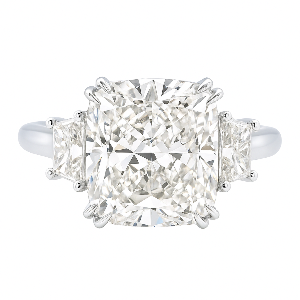 mystic aura cushion ring | 8.02ct natural | platinum