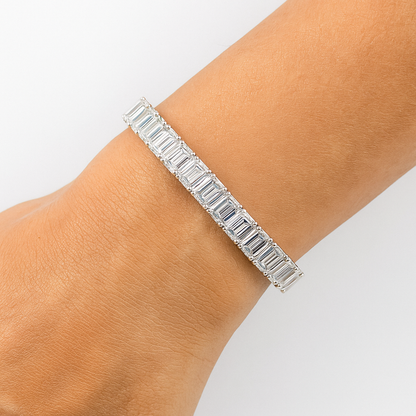 Eternal Radiance Emerald Bracelet | 35.48CT Natural | 14K White Gold