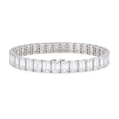 Eternal Radiance Emerald Bracelet | 35.48CT Natural | 14K White Gold
