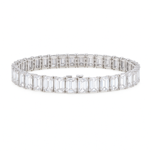 Eternal Radiance Emerald Bracelet | 35.48CT Natural | 14K White Gold