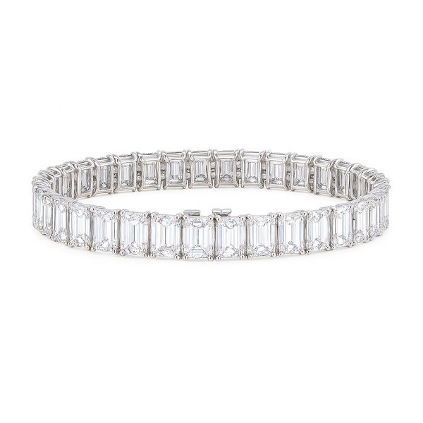 Eternal Radiance Emerald Bracelet | 35.48CT Natural | 14K White Gold