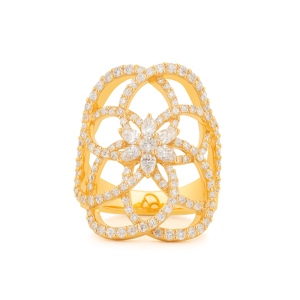 golden bloom ring | total 2.11ct natural | 18k rose gold