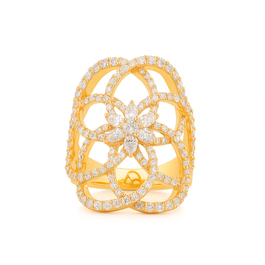 Golden Bloom Ring | Total 2.11CT Natural | 18K Rose Gold