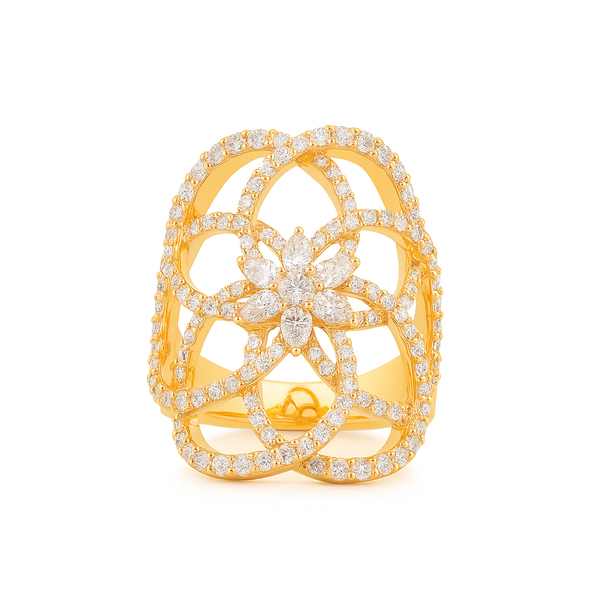 Golden Bloom Ring | Total 2.11CT Natural | 18K Rose Gold