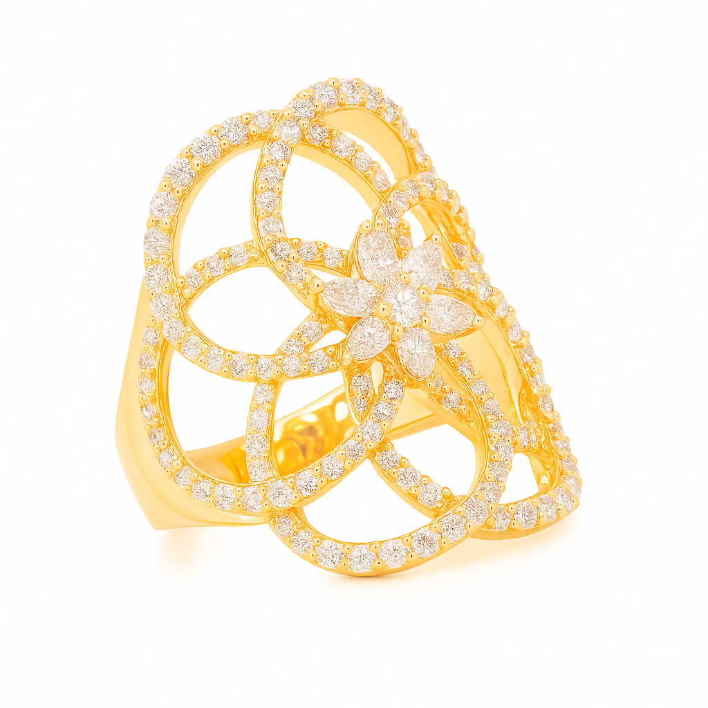 golden bloom ring | total 2.11ct natural | 18k rose gold