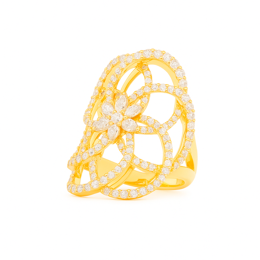 Golden Bloom Ring | Total 2.11CT Natural | 18K Rose Gold