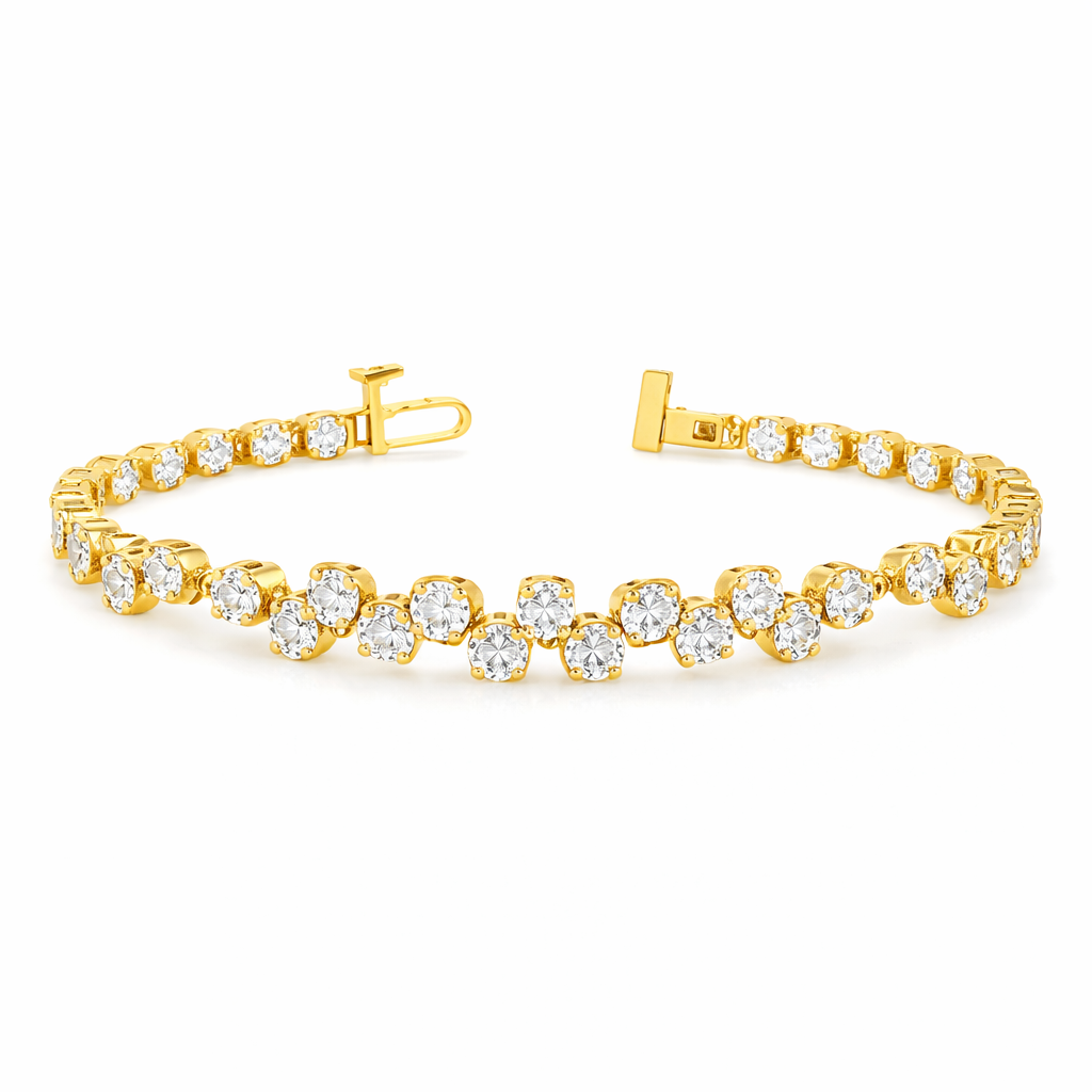 DIAMANTE | 6.84 Ct Round Diamond Tennis Bracelet in 18K Yellow Gold