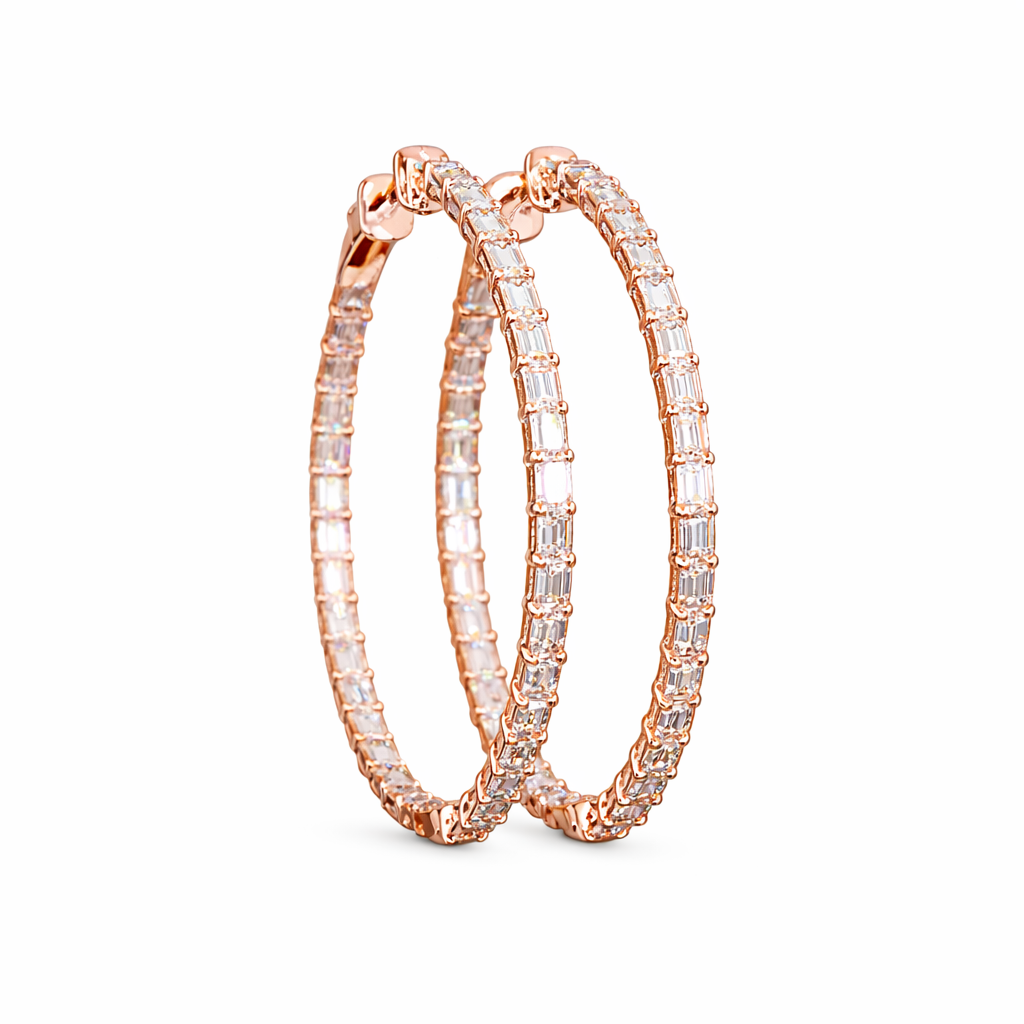 dominique 3.21 ct emerald hoop earrings in 14k rose gold