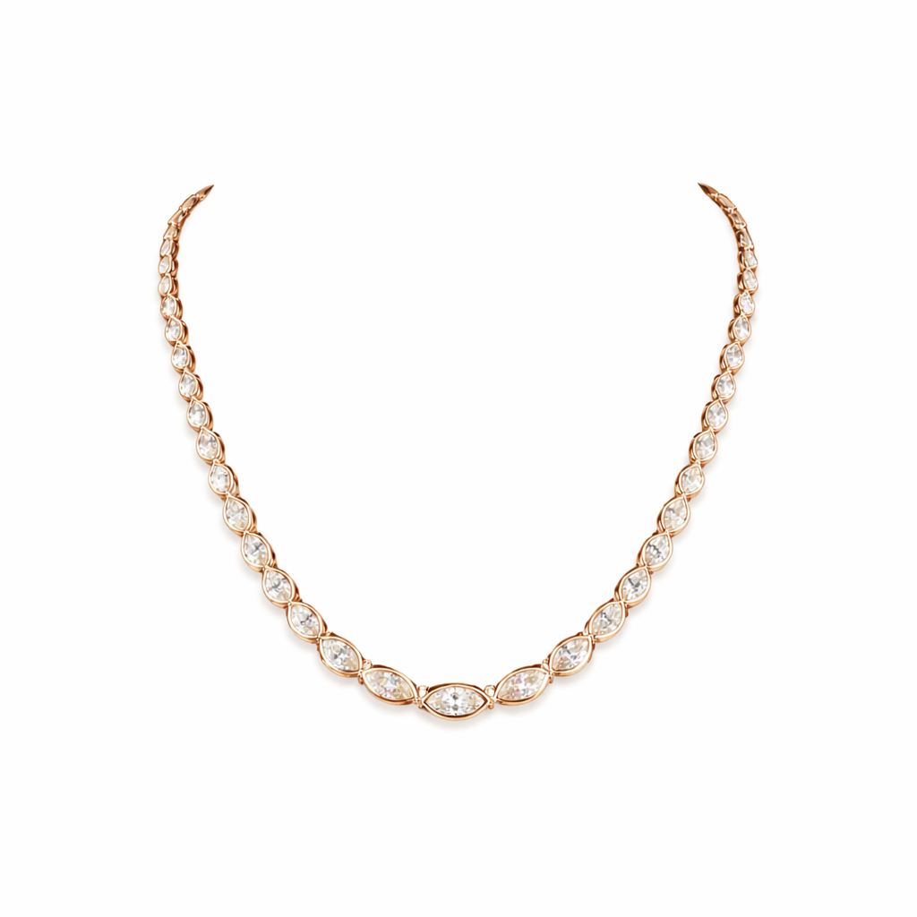 DUCHESS | 10.08 Ct Marquise Diamond Riviera Necklace in 14K Rose Gold