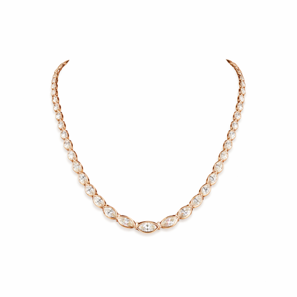 DUCHESS | 10.08 Ct Marquise Diamond Riviera Necklace in 14K Rose Gold