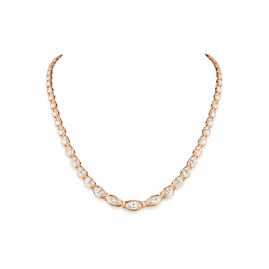 DUCHESS | 10.08 Ct Marquise Diamond Riviera Necklace in 14K Rose Gold