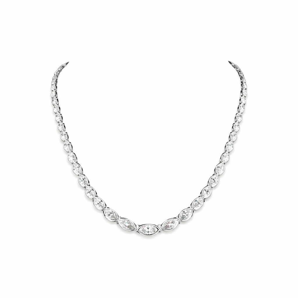 duchess | 10.08 ct marquise diamond riviera necklace in 14k white gold