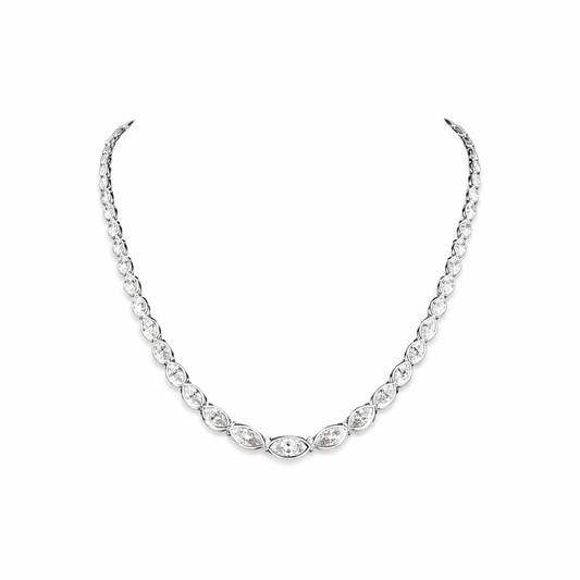 DUCHESS | 10.08 Ct Marquise Diamond Riviera Necklace in 14K White Gold