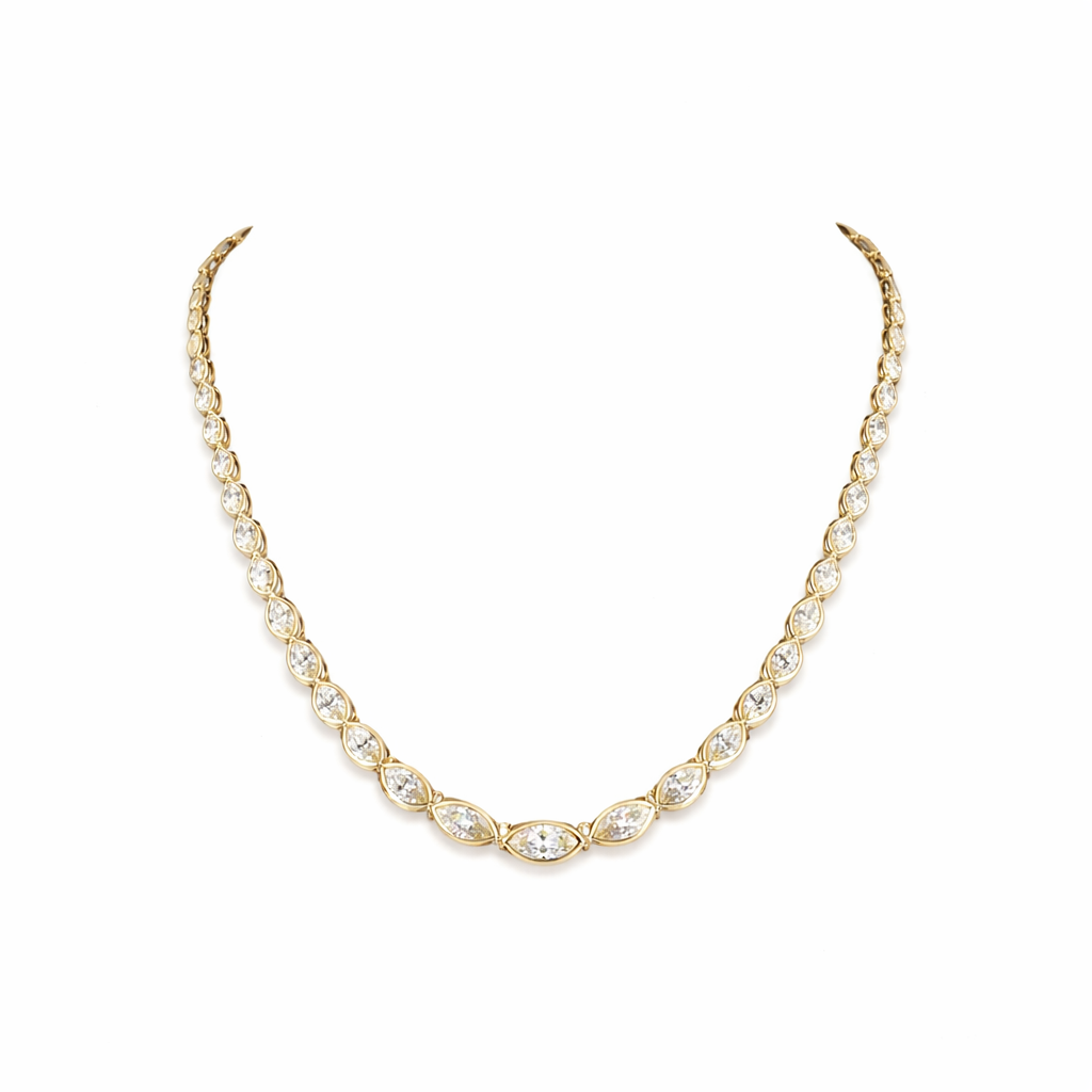 duchess | 10.08 ct marquise diamond riviera necklace in 14k yellow gold
