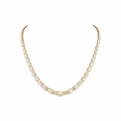 DUCHESS | 10.08 Ct Marquise Diamond Riviera Necklace in 14K Yellow Gold