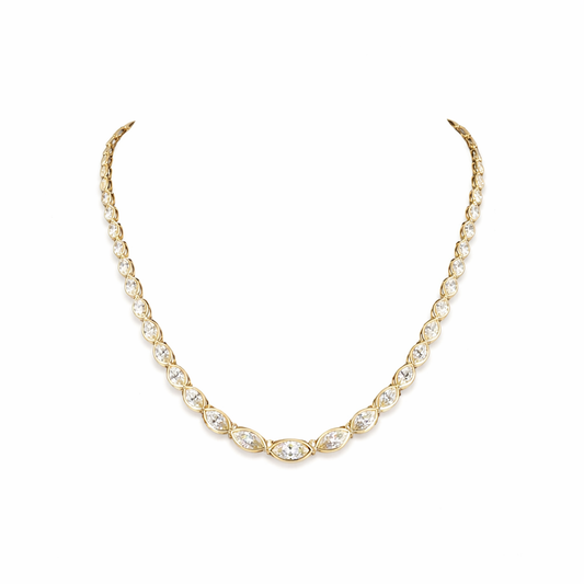 DUCHESS | 10.08 Ct Marquise Diamond Riviera Necklace in 14K Yellow Gold