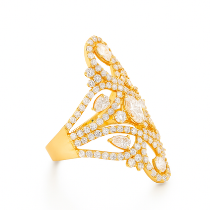 Solar Bloom Ring | Total 3.48CT Natural | 18K Rose Gold