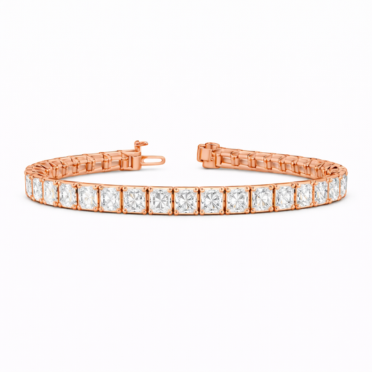 ELANISSE | 12.14 Ct Radiant Diamond Tennis Bracelet in 14K Rose Gold