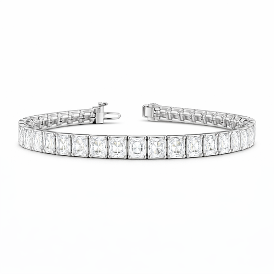 ELANISSE | 12.14 Ct Radiant Diamond Tennis Bracelet in 14K White Gold