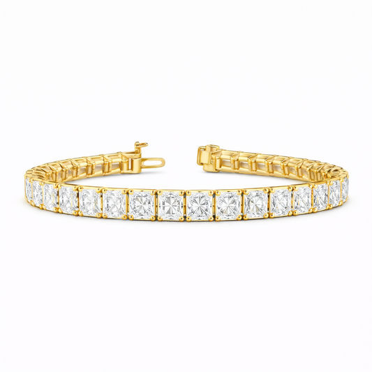 ELANISSE | 12.14 Ct Radiant Diamond Tennis Bracelet in 14K Yellow Gold