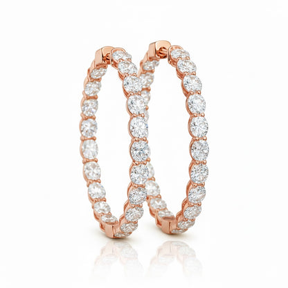 ELARA | 5.61 Ct Oval Diamond Hoop Earrings in 14K Rose Gold