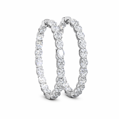 ELARA | 5.61 Ct Oval Diamond Hoop Earrings in 14K White Gold