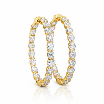 ELARA | 5.61 Ct Oval Diamond Hoop Earrings in 14K Yellow Gold