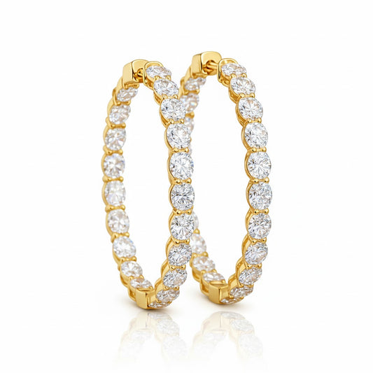 ELARA | 5.61 Ct Oval Diamond Hoop Earrings in 14K Yellow Gold