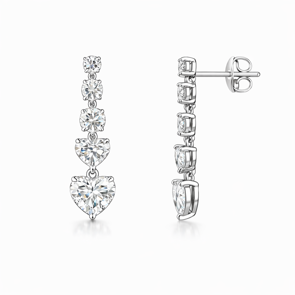 elara bliss 3.57 ct heart hanging earrings 14k white gold