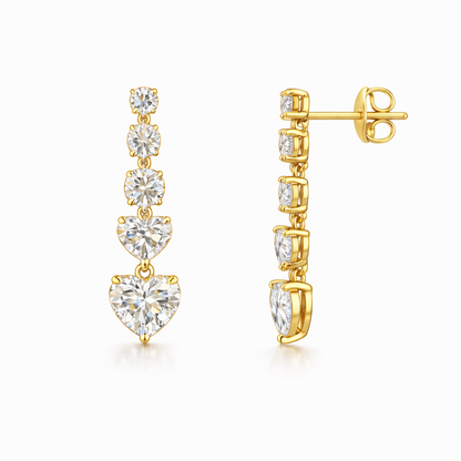 ELARA BLISS 3.57 Ct Heart Hanging Earrings 14K Yellow Gold