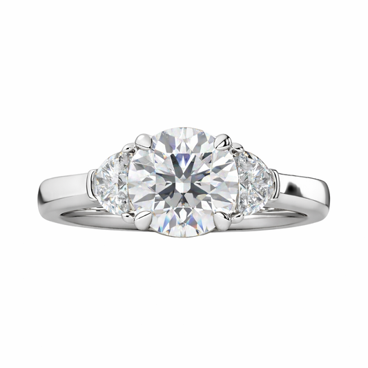 ELENARA | 3.86 ct Round Diamond 3-Stone Ring in 14K White Gold - Lab Grown Diamond