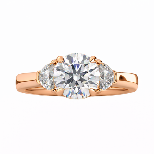 ELENARA | 3.86 ct Round Diamond 3-Stone Ring in 14K White Gold - Lab Grown Diamond