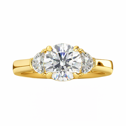 ELENARA | 3.86 ct Round Diamond 3-Stone Ring in 14K White Gold - Lab Grown Diamond