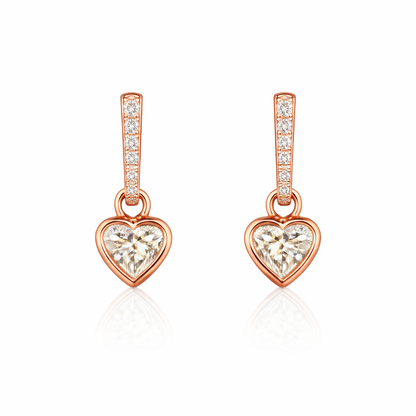 ELENA VANCE 2.52 Ct Heart Hanging Earrings 14K Rose Gold