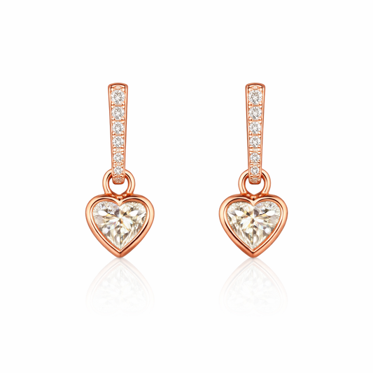 ELENA VANCE 2.52 Ct Heart Hanging Earrings 14K Rose Gold