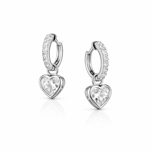 ELENA VANCE 2.52 Ct Heart Hanging Earrings 14K White Gold