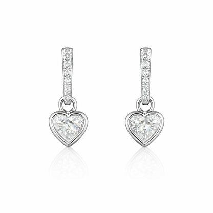 ELENA VANCE 2.52 Ct Heart Hanging Earrings 14K White Gold