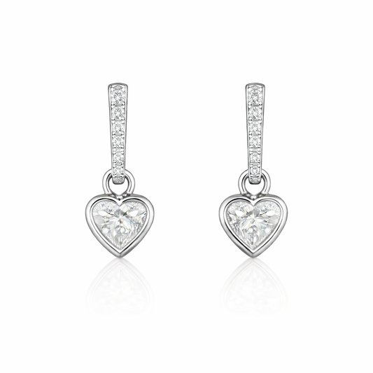 ELENA VANCE 2.52 Ct Heart Hanging Earrings 14K White Gold