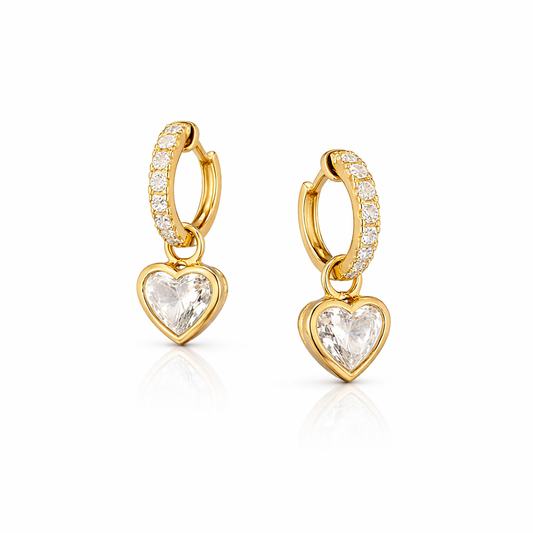 ELENA VANCE 2.52 Ct Heart Hanging Earrings 14K Yellow Gold
